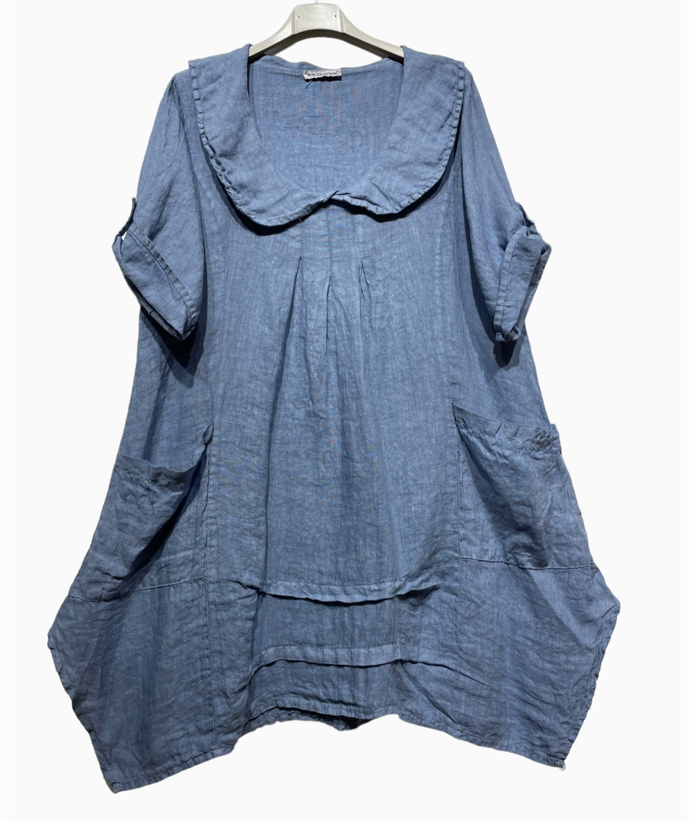 Linen Peter Pan Collared Tunic - 5161 - Jeans