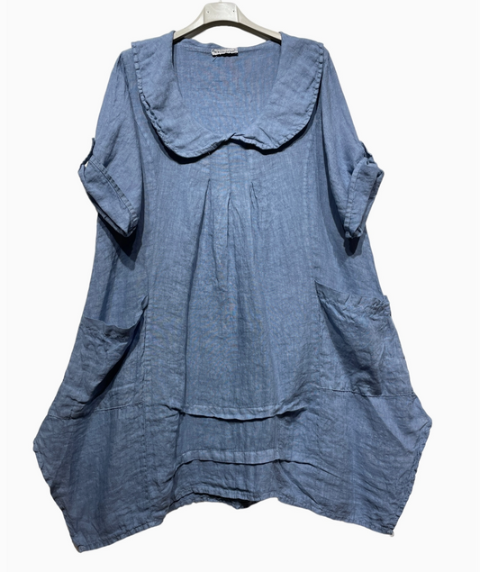 Linen Peter Pan Collared Tunic - 5161 - Jeans