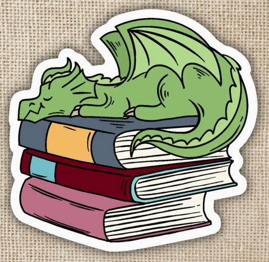 WE - Dragon Sleeping On Book Pile