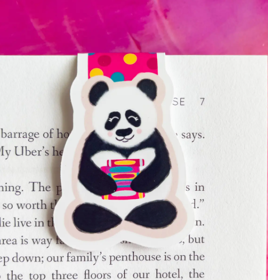 ECD - Panda with Books Magnetic Bookmark