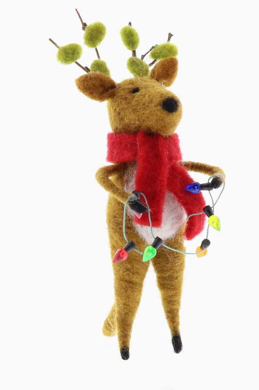 HomArt - Felt Reindeer Ornament - Lights