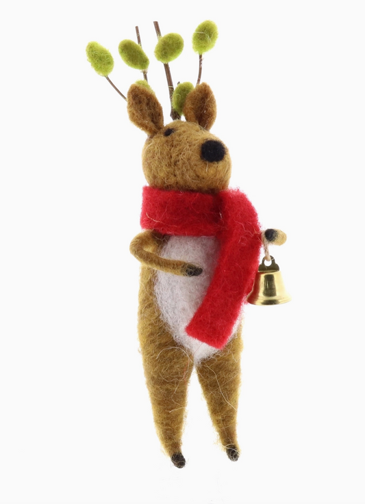 HomArt - Felt Reindeer Ornament - Bell