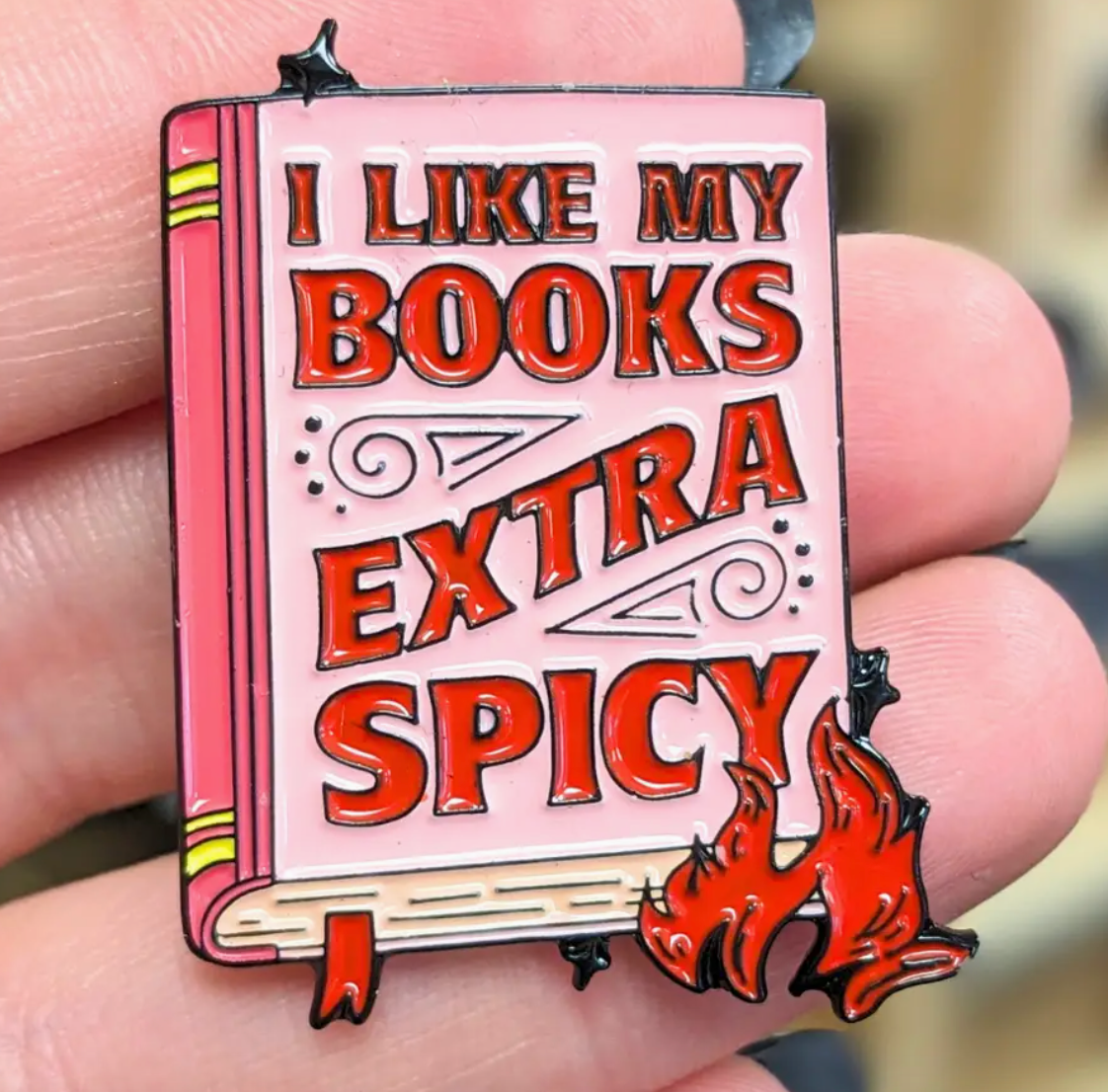 IM - I Like My Books Extra Spicy Enamel Pin