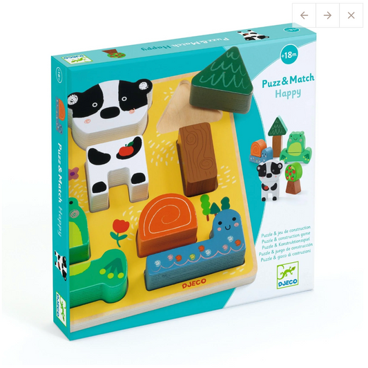 DJECO - Puzz & Match Happy Wooden Puzzle