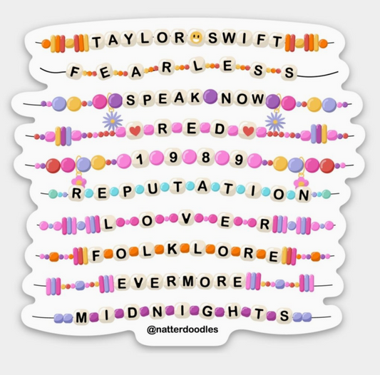 ND - T. Swift Album Titles & Friendship Bracelets Sticker