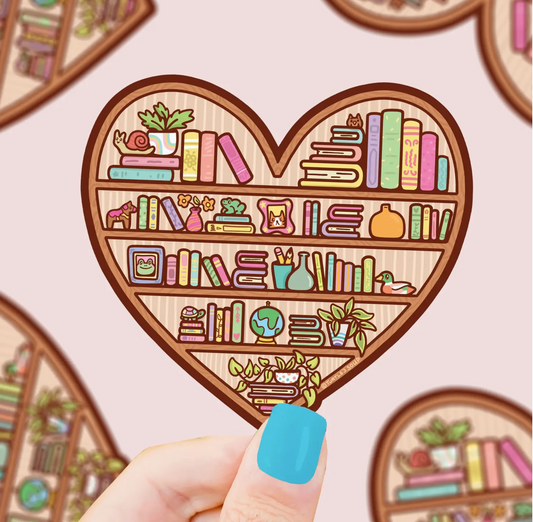 TS - Heart Shaped Bookshelf Vinyl Sticker
