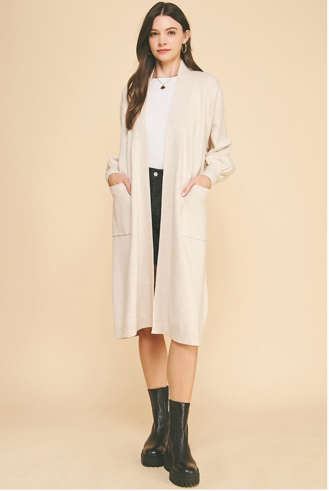 PINCH - Balloon Sleeve Cardigan - 5461 - CREAM - S/M