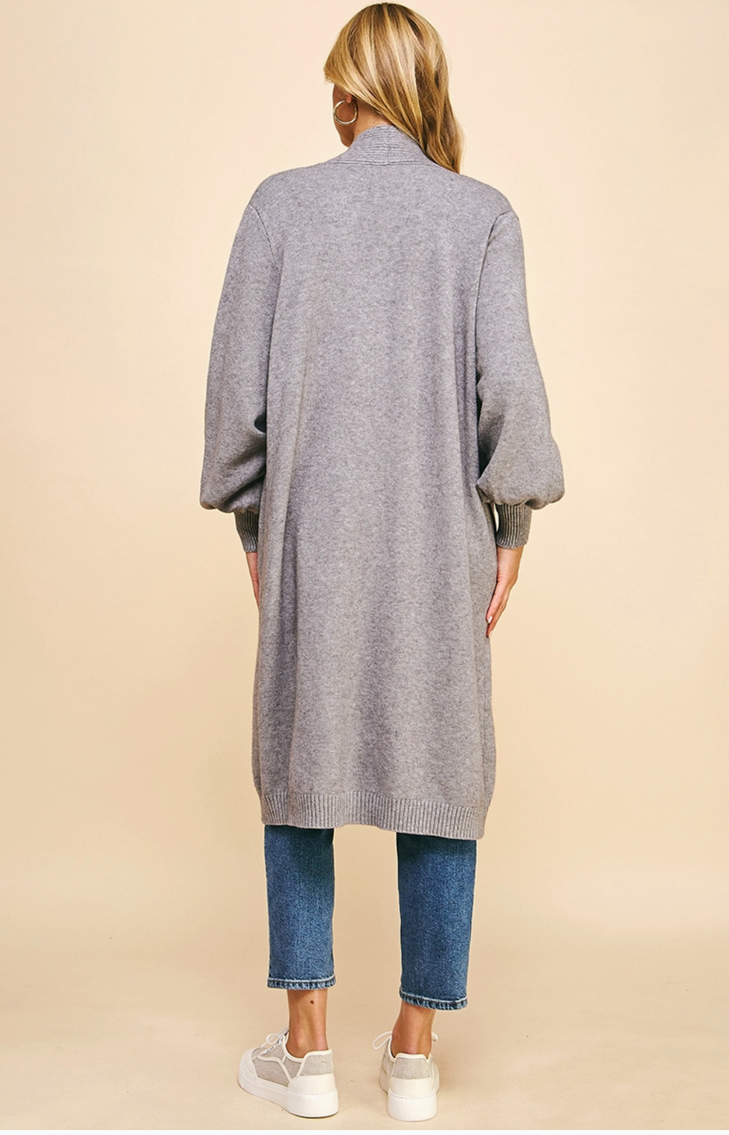 PINCH - Balloon Sleeve Cardigan - Grey - 5461 - M/L