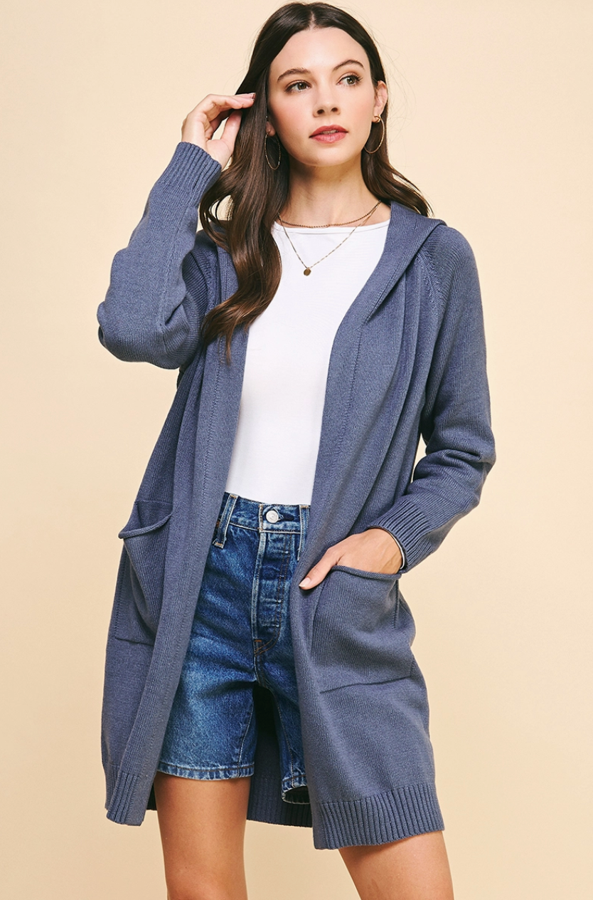 PINCH - Hooded Cardigan - Dusty Blue - 4999 - M/L