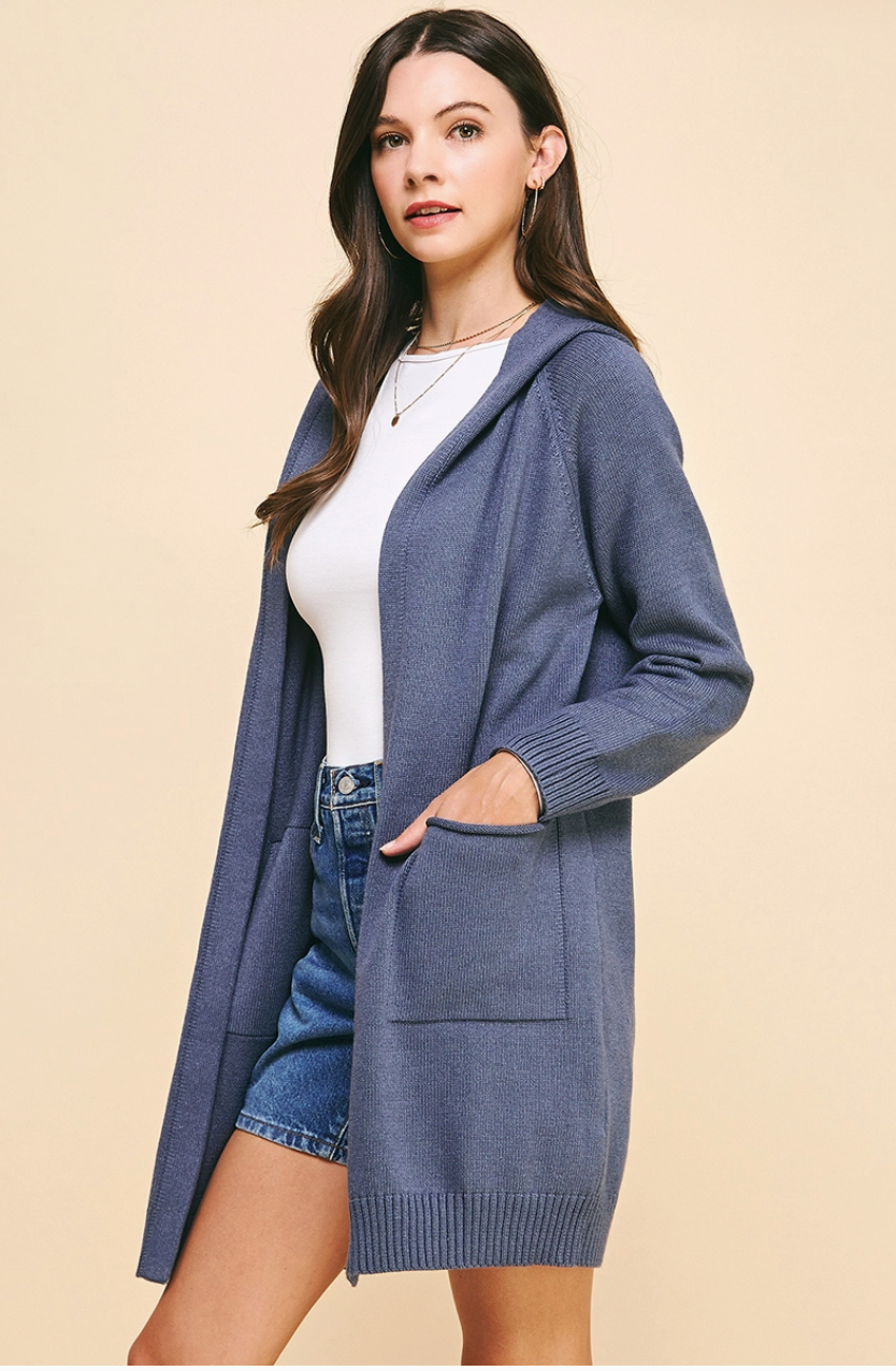 PINCH - Hooded Cardigan - Dusty Blue - 4999 - S/M