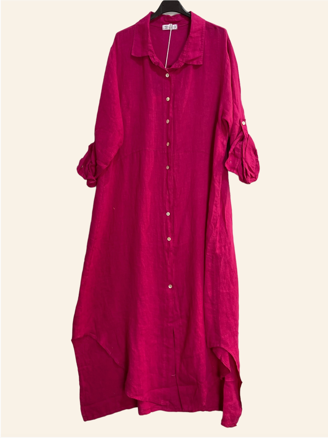 LINEN - Long Shirt - 6308 - Fushia