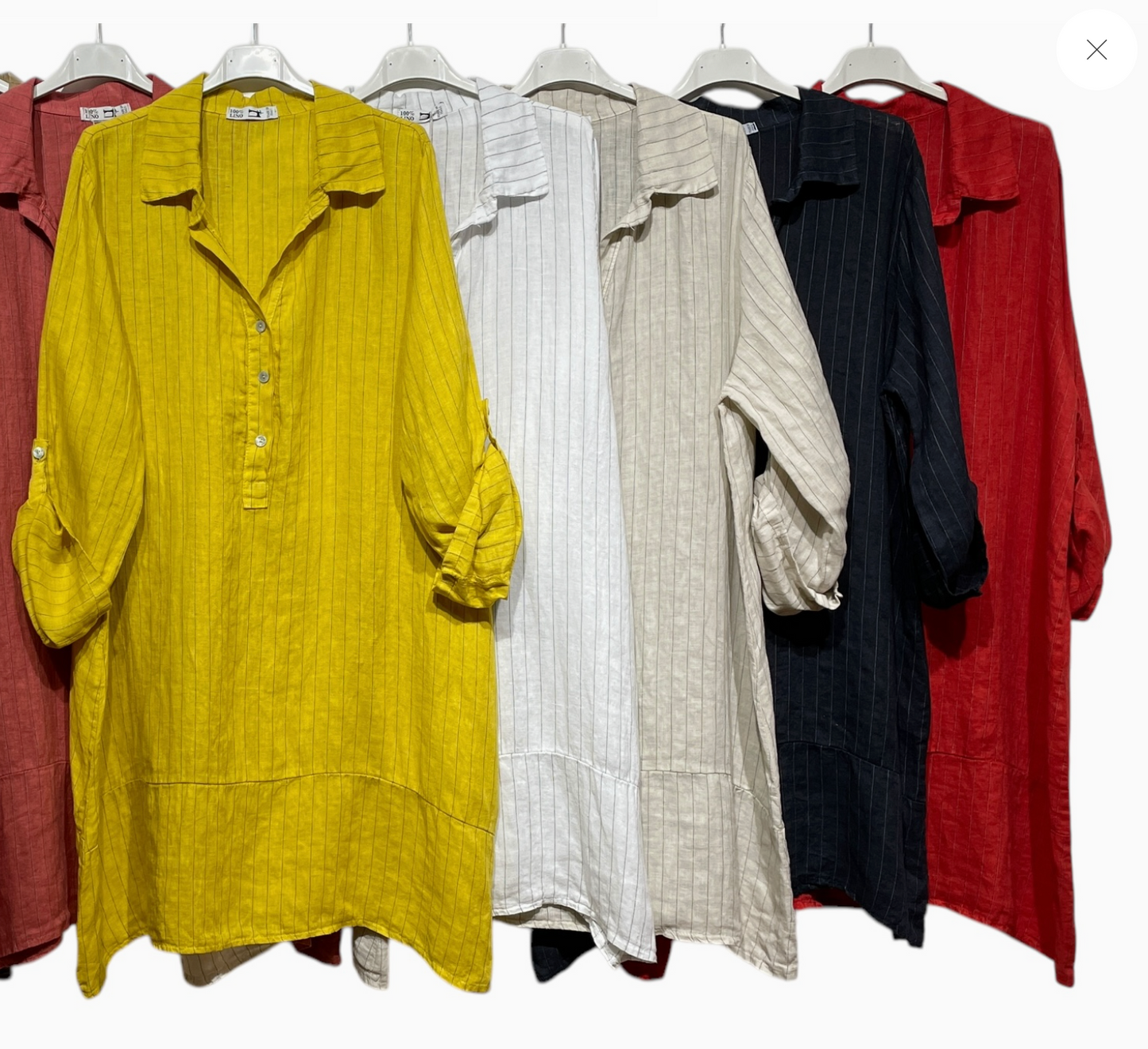 LINEN - Shirt Dress - 34021 - Navy