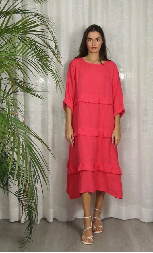 LINEN - Ruffles - 17749 - Coral
