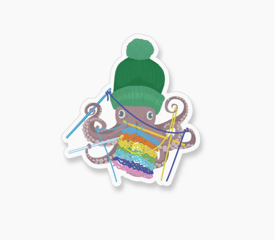 A2 - Rainbow Crochet Octopus Vinyl Sticker