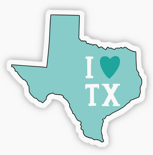 BM - I Love Texas Teal Sticker