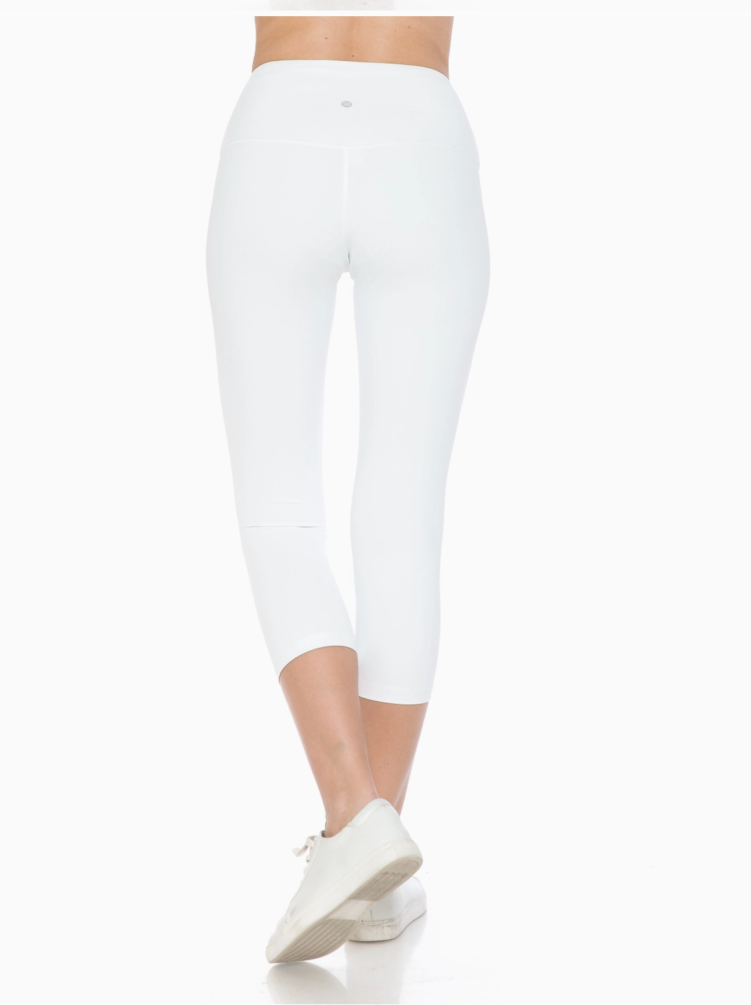 LEGGINGS - Premium High Waist Activewear Capri Leggings (21" Inseam) - White - Large