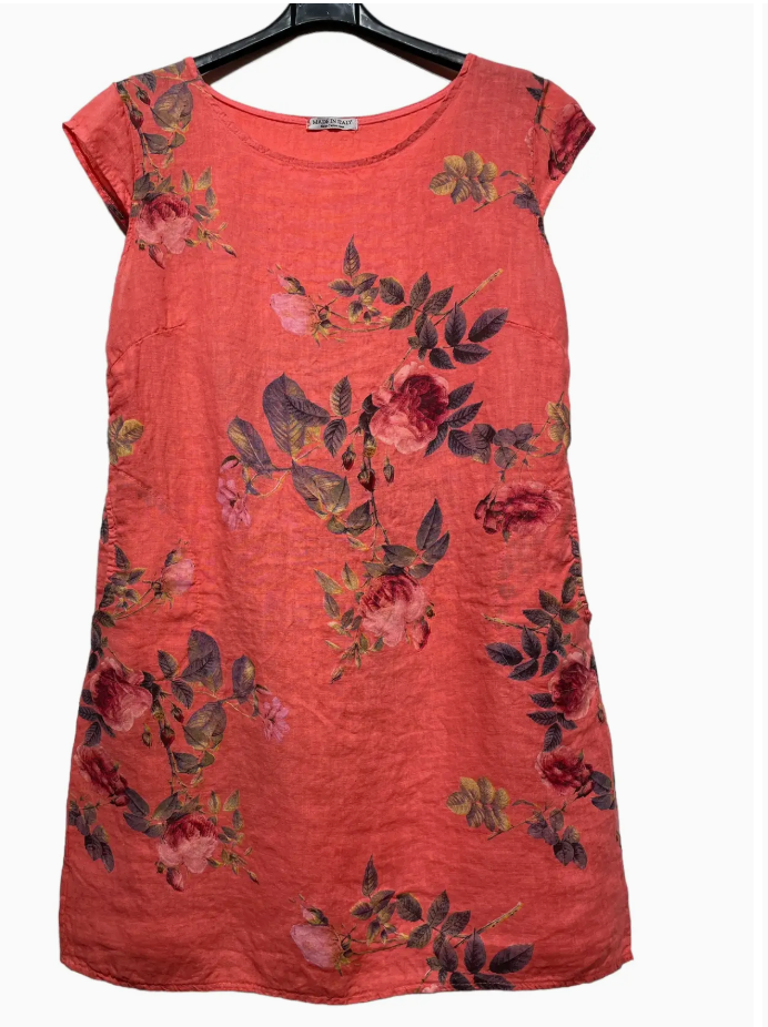 LINEN - Cap Sleeve Tunic - 1533 - Coral