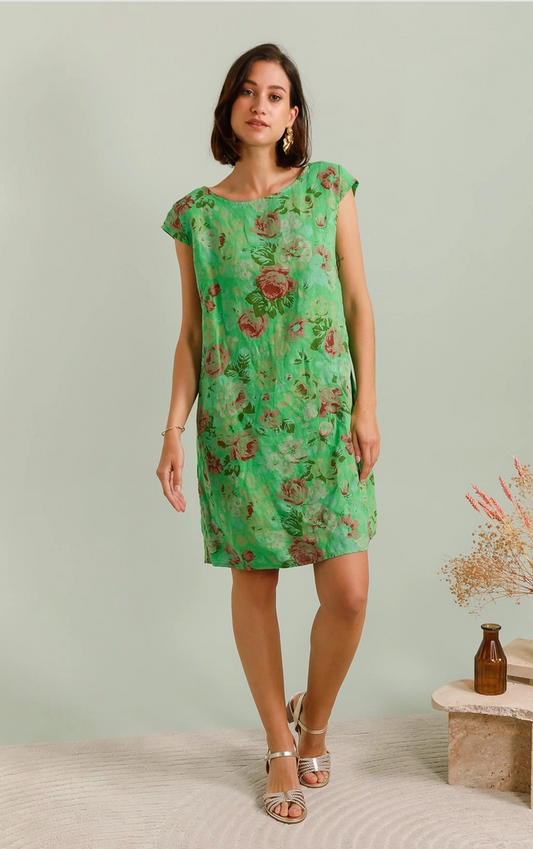 LINEN - Cap Sleeve Tunic - 1533 - Green