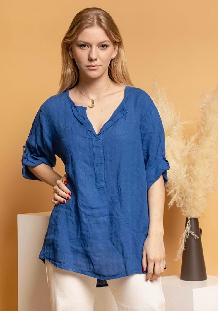 LINEN - Top 620411 - Royal Blue