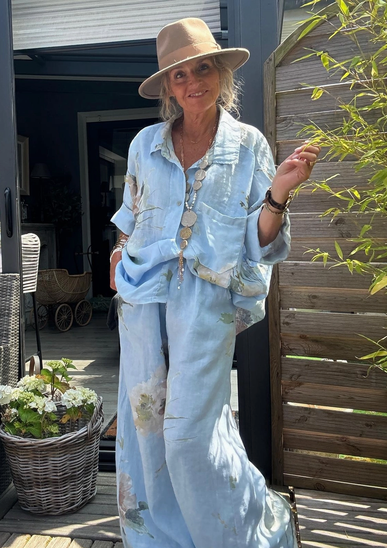 LINEN - Floral Pants - 5299 - Jeans