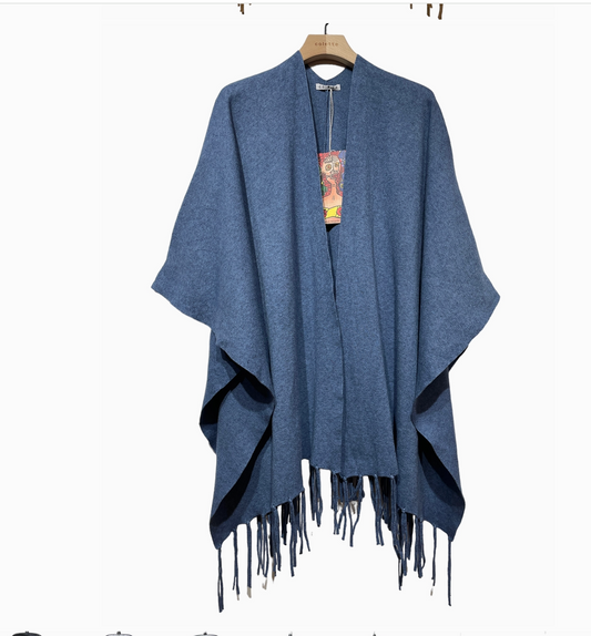 SWEATER - Poncho - Fringe 8578 - Jeans