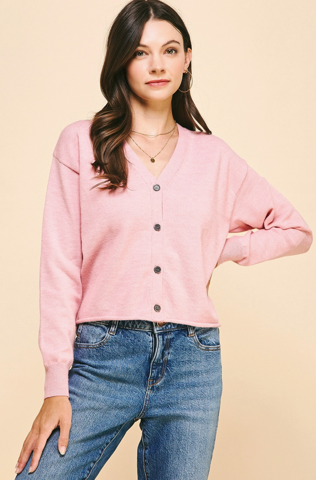 CARDIGAN- 5043-Pink- M/L