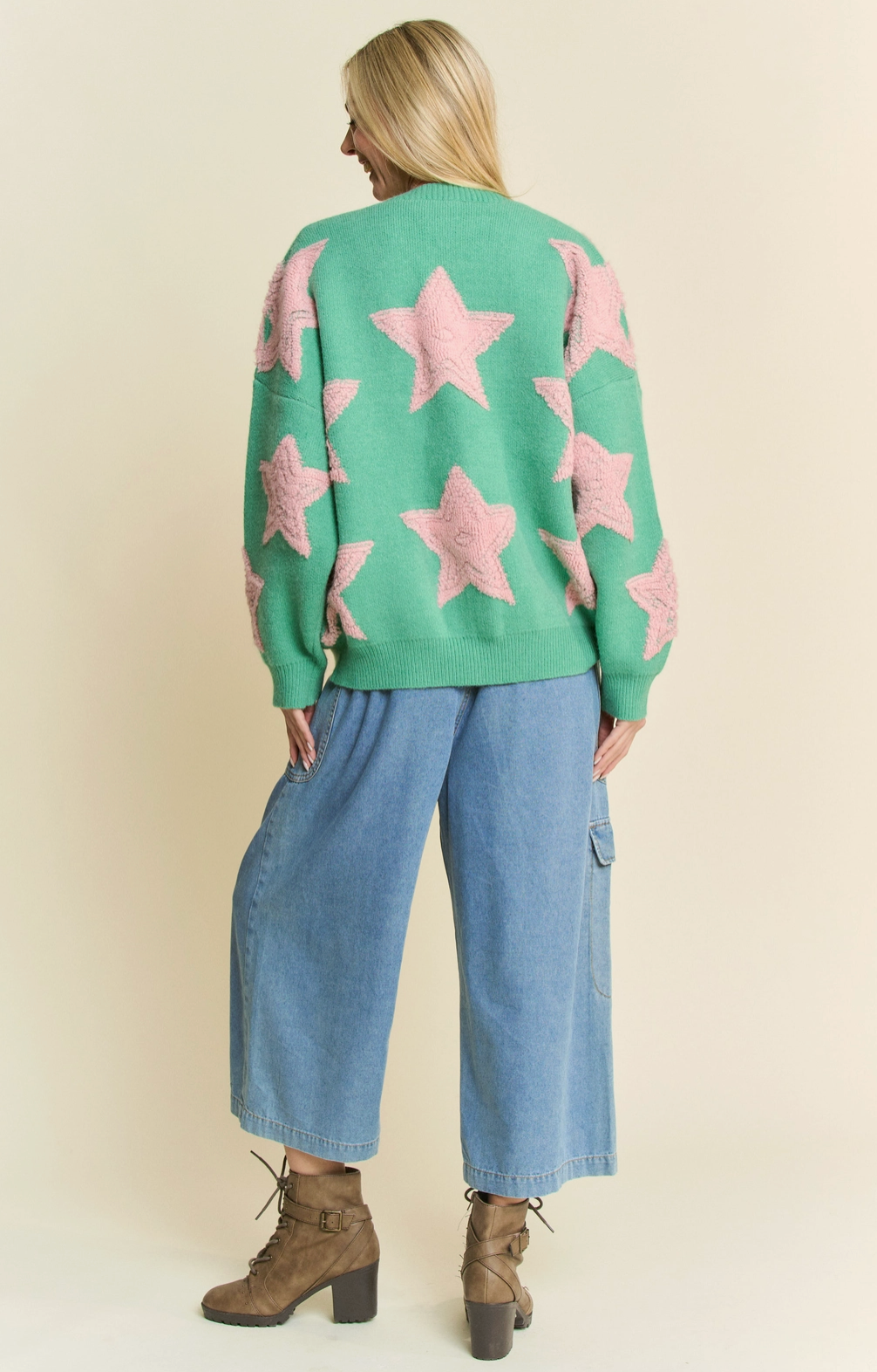 SWEATER- Pink Star-40094- S