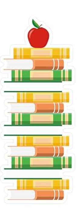BOOKMARK - Yellow & Green Bookstack w/Apple