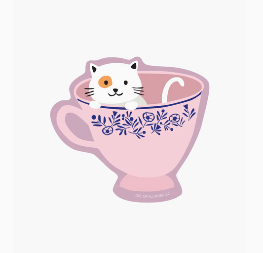 GOAW- Cat Teacup Vinyl Sticker