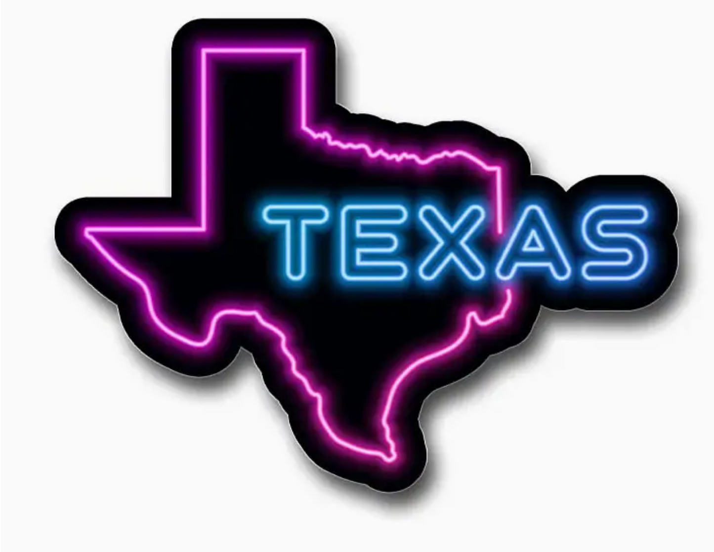 CJ's Sticker Shop- Texas Neon State Outline Sticker