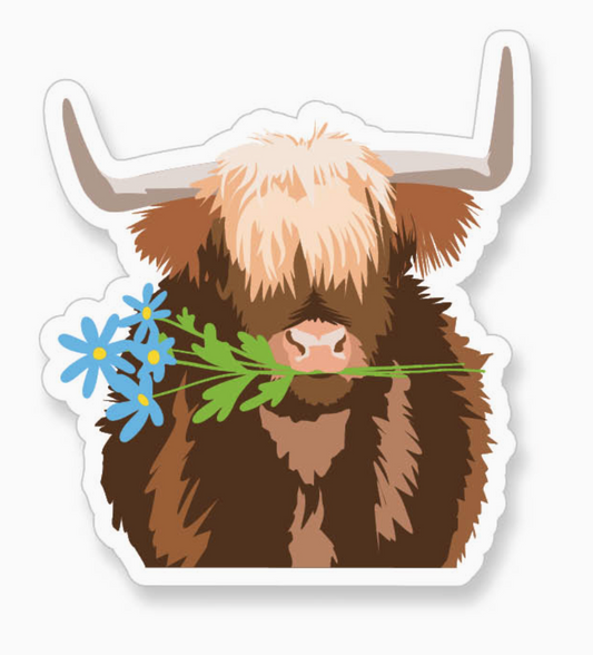 A2 - Yak with Daisies Vinyl Sticker