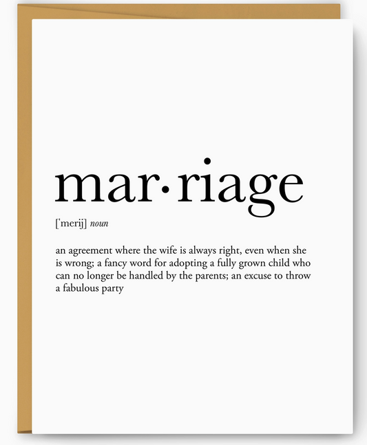 FN - Marriage Definition Wedding & Anniversary Card