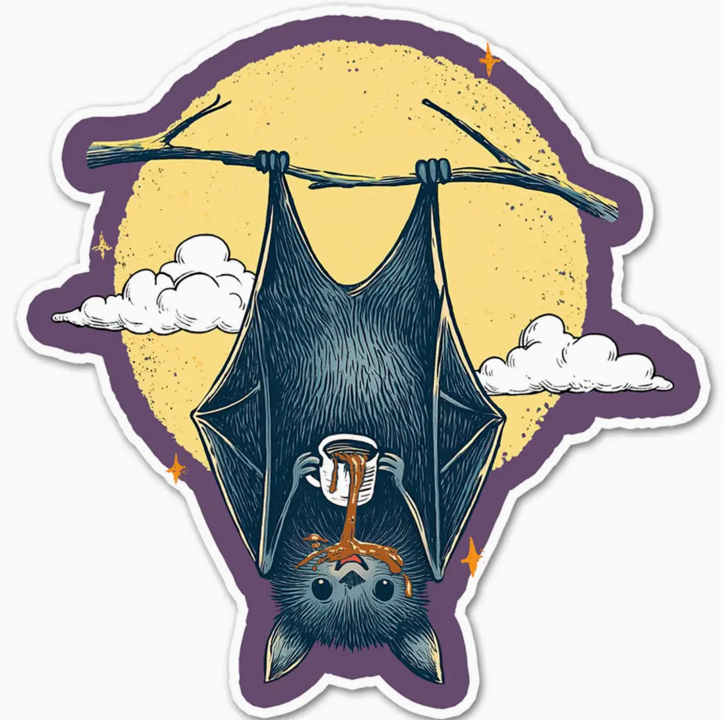 LP - Bat Drinking Coffee Sticker