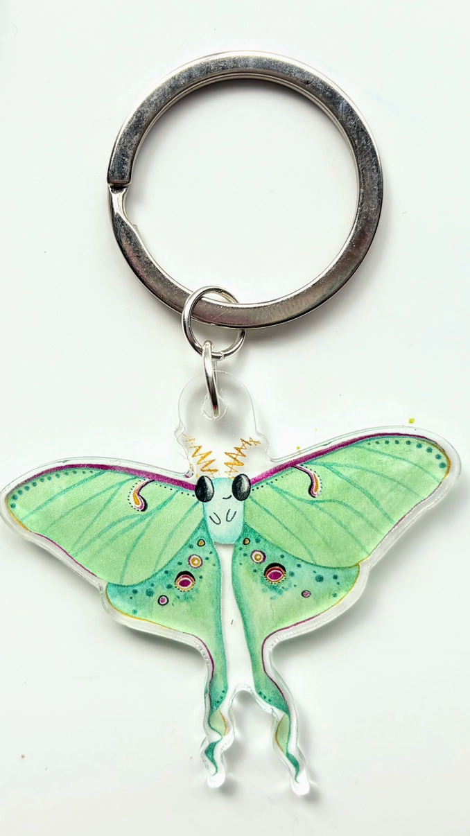 OW - Luna Moth Watercolor Keychain