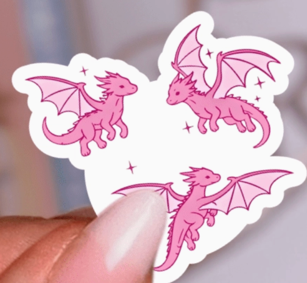 AN - Pink Dragons Laminated Sticker
