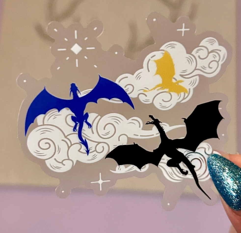 AN - Clear Fourth Wing Dragons Sticker