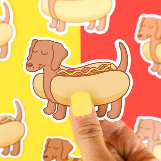 TS - Dachshund Hot Dog Funny Puppy Laptop Decal Vinyl Sticker